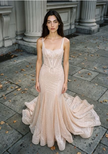 Embellished Backless Mermaid Wedding Dress