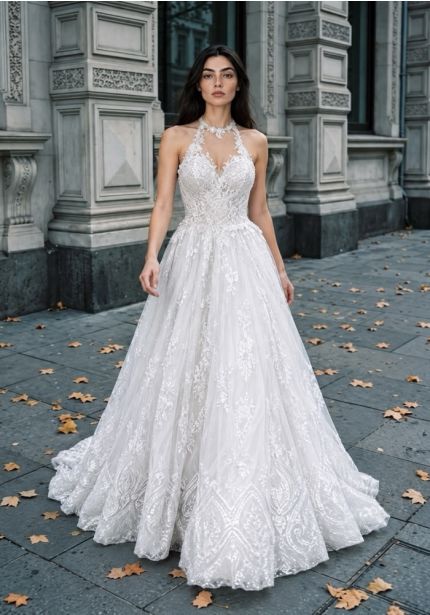 Sequinned Tulle Princess Wedding Dress