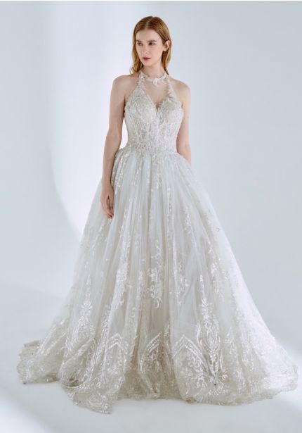 Sequinned Tulle Princess Wedding Dress