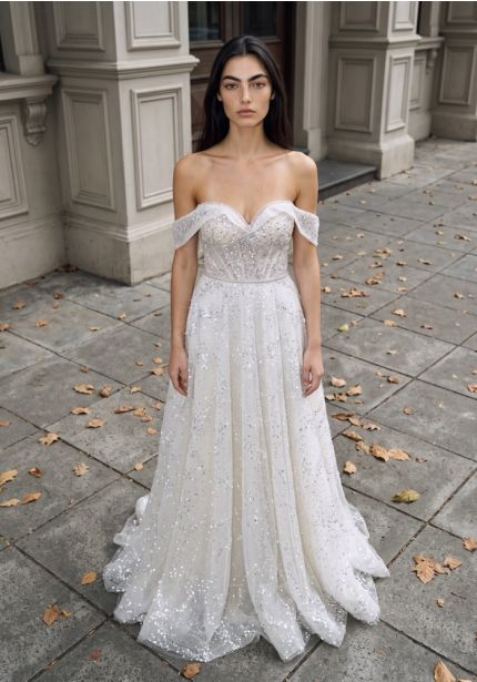 Embellished Tulle Wedding Dress