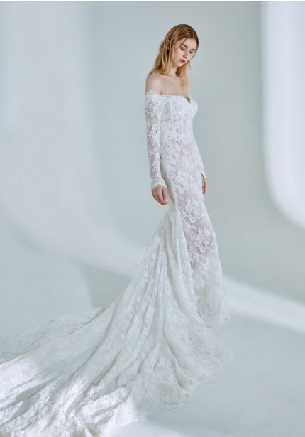 Embroidered Long Sleeve Wedding Dress