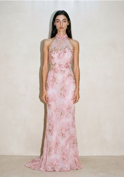 Halter Neck Beaded Gown