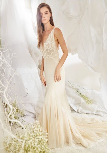 3D Flowers Sequined Wedding Dress