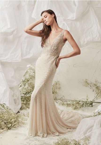 Sequined Wedding Dress with Low Back
