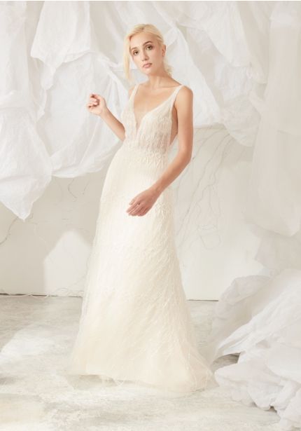Heavily Beaded Wedding Dress with Fringes