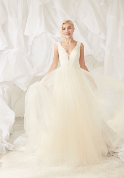 Embroidered Tulle Ball Gown