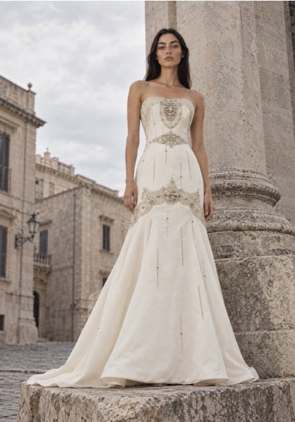 Embellished Satin Wedding Dress