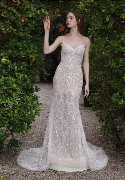 Embellished Strappy Mermaid Wedding Dress