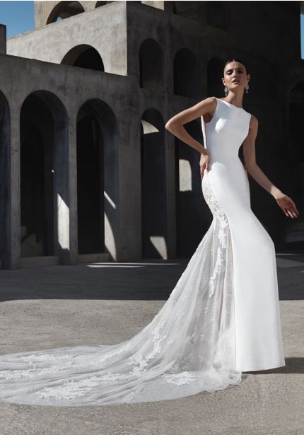 Crepe Wedding Dress With Sexy Back