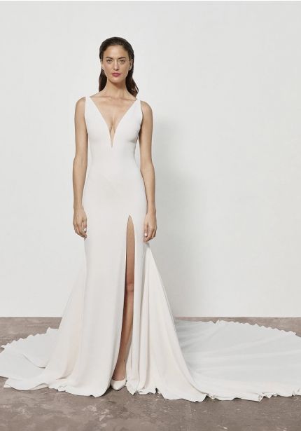 Backless Crepe Wedding Dress