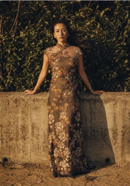 Embroidered Cap Sleeve Cheongsam