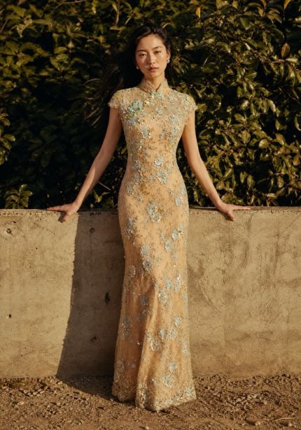 Embellished Champagne Cheongsam