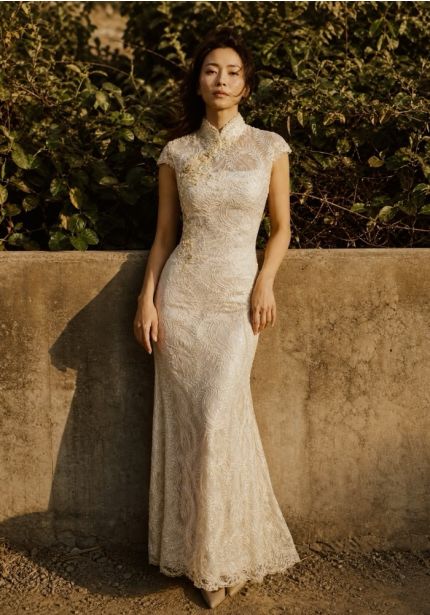 Embellished Champagne Cheongsam