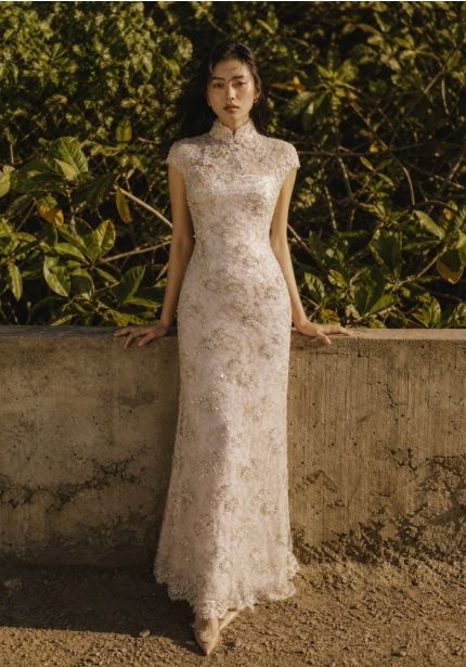 Embroidered Lavender Cheongsam