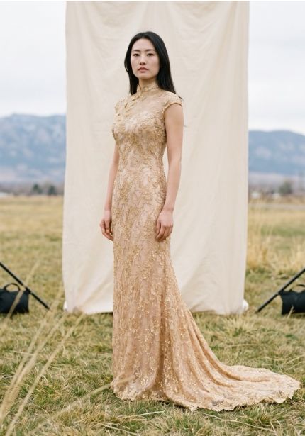 Beaded Gold Cheongsam