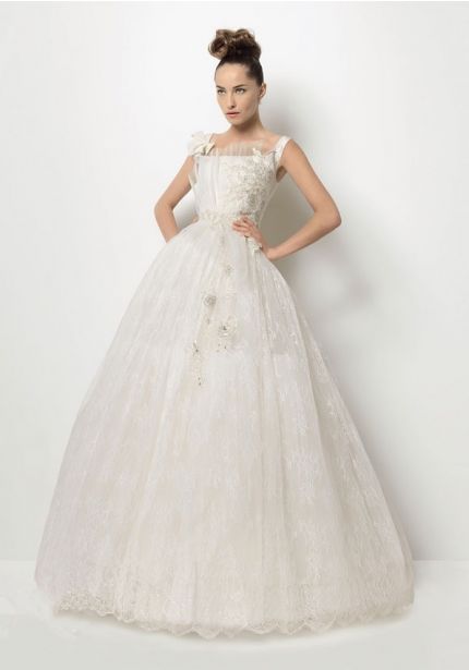 Lace Ball Gown with Thin Straps