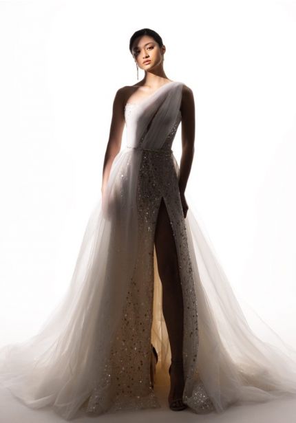 Embellished Slit Wedding Dress