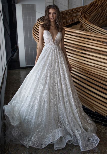 Silver Shimmers Tulle Wedding Dress