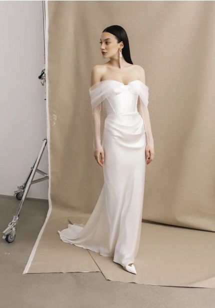 Draped Silk Wedding Dress