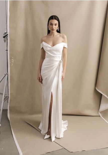 Draped Silk Wedding Dress