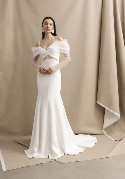 Keyhole Back Crepe Wedding Dress