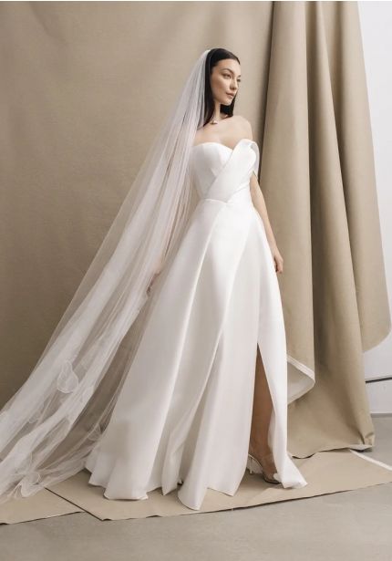 Pleated Satin Wedding Dress