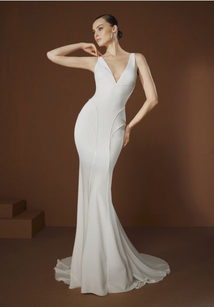 Backless Crepe Wedding Dress