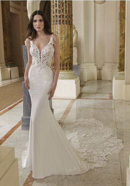 Embroidered Backless Wedding Dress