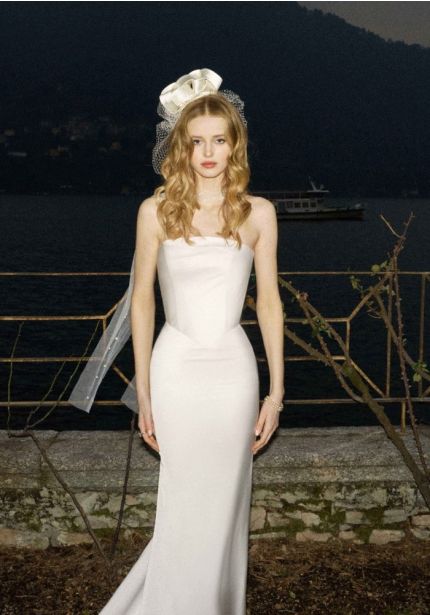 Basque Waist Satin Wedding Dress