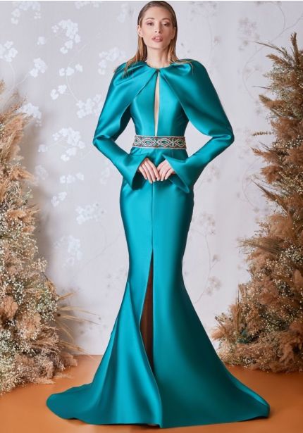 Long Sleeve Mikado Gown
