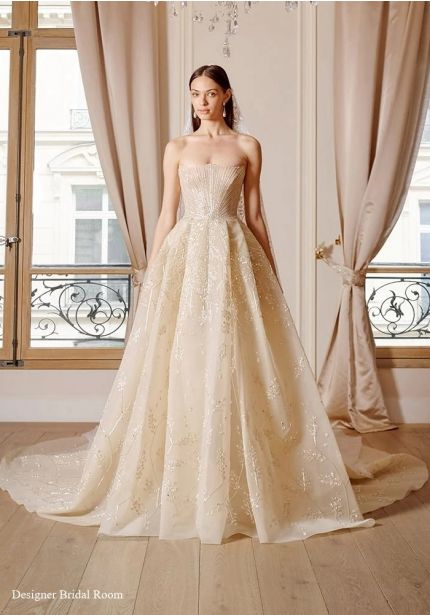 Embellished Strapless Wedding Dress