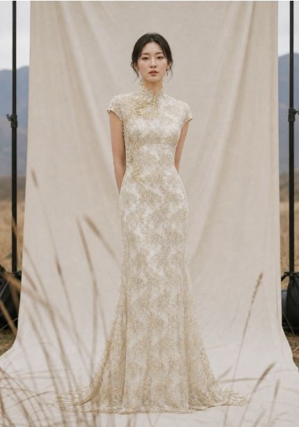 Beaded Gold Cheongsam