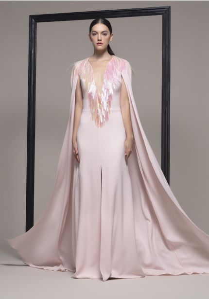 Pink Evening Gown With Slit