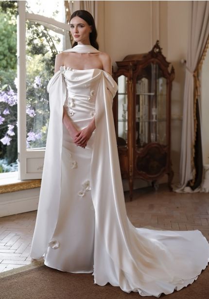 Draped Satin Wedding Dress