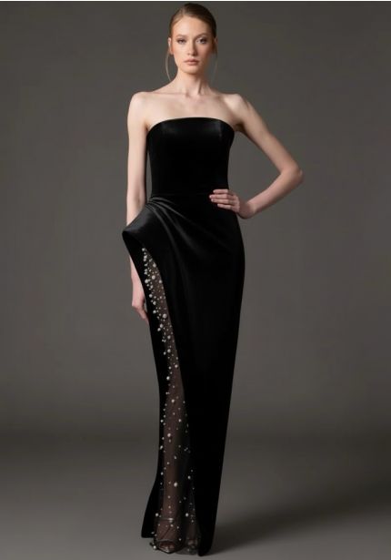 Beaded Velvet Evening Gown