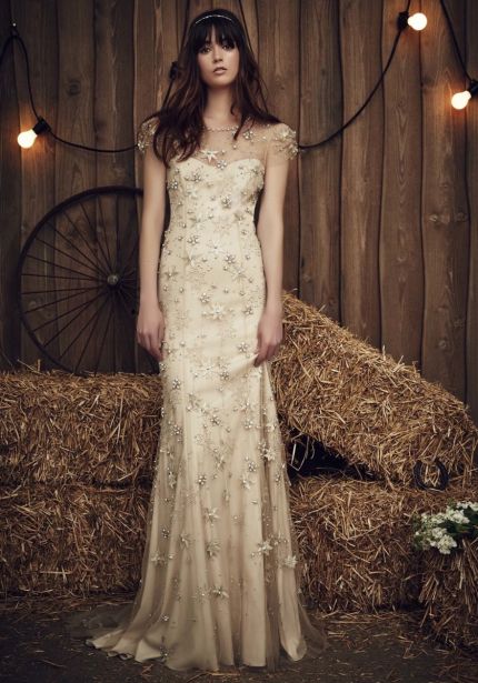 Beaded Lucky Star Column Wedding Dress