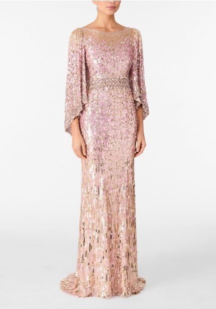 Sequin-Embellished Evening Gown