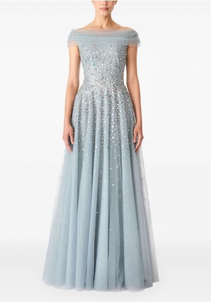 Embellished Draped Gown