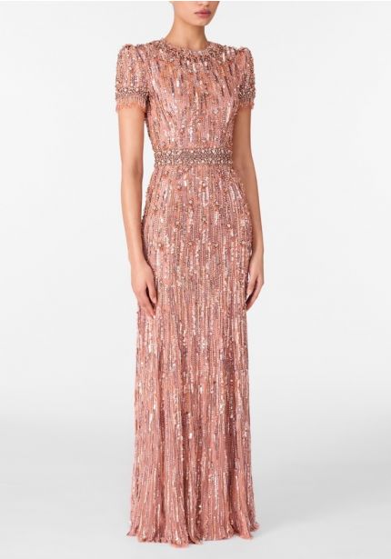 Sequinned Short Sleeve Gown