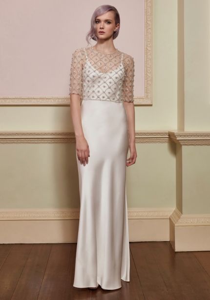 Silk Slip Dress with Beaded Top