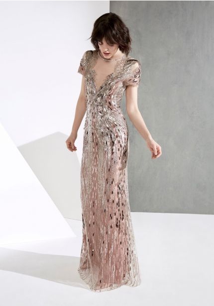 Heavily Beaded Tulle Gown
