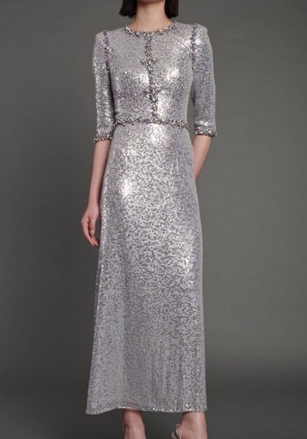 Sequin-Embellished Evening Gown