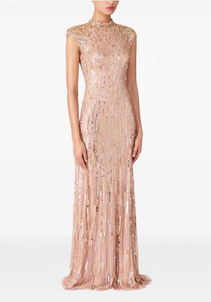 Sequinned Tulle Evening Gown
