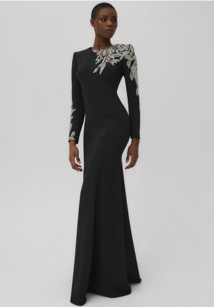 Embellished Crepe Gown