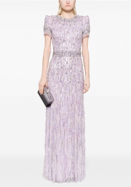 Embellished Short Sleeve Gown
