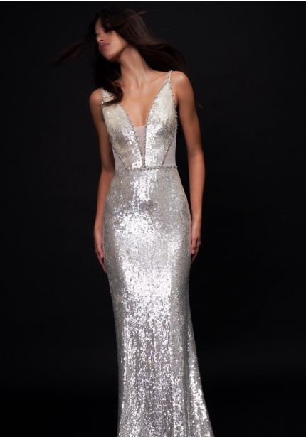 Sequin-Embellished Tulle Gown