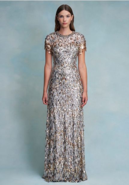 Heavily Beaded Evening Gown