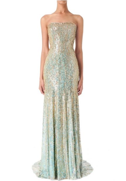 Embellished Strapless Evening Gown