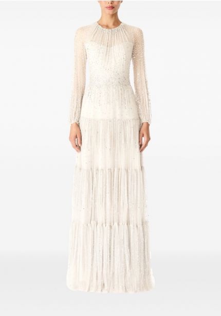 Beaded Long Sleeve Wedding Dress