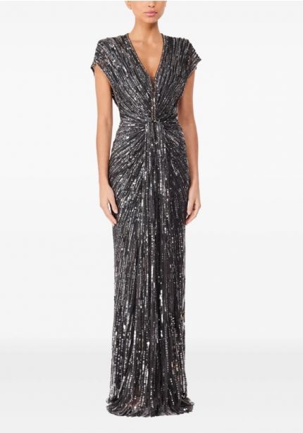 Sequinned Draped Gown